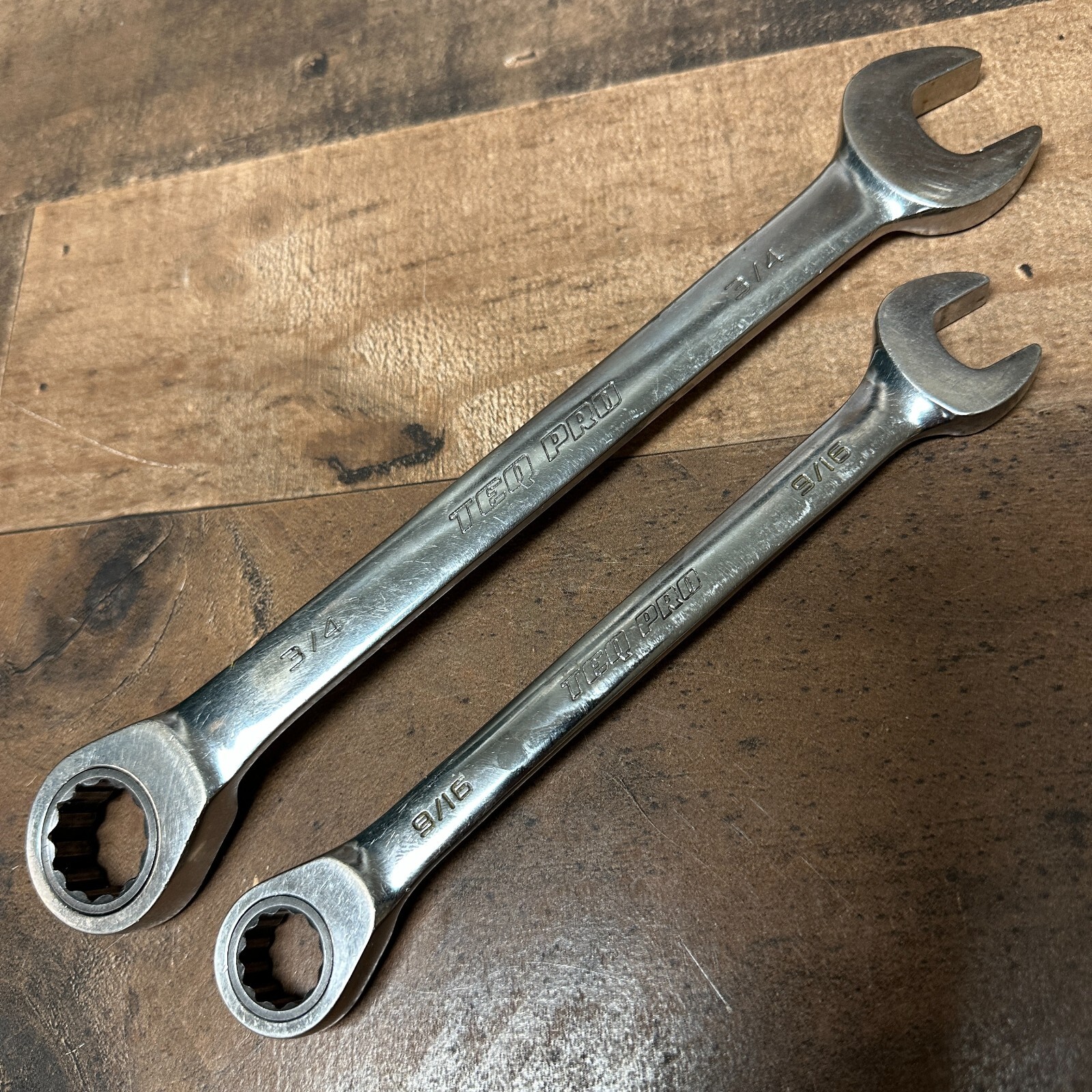 TEQ Pro 9/16″ & 3/4″ Ratcheting Combination Wrench Set SAE