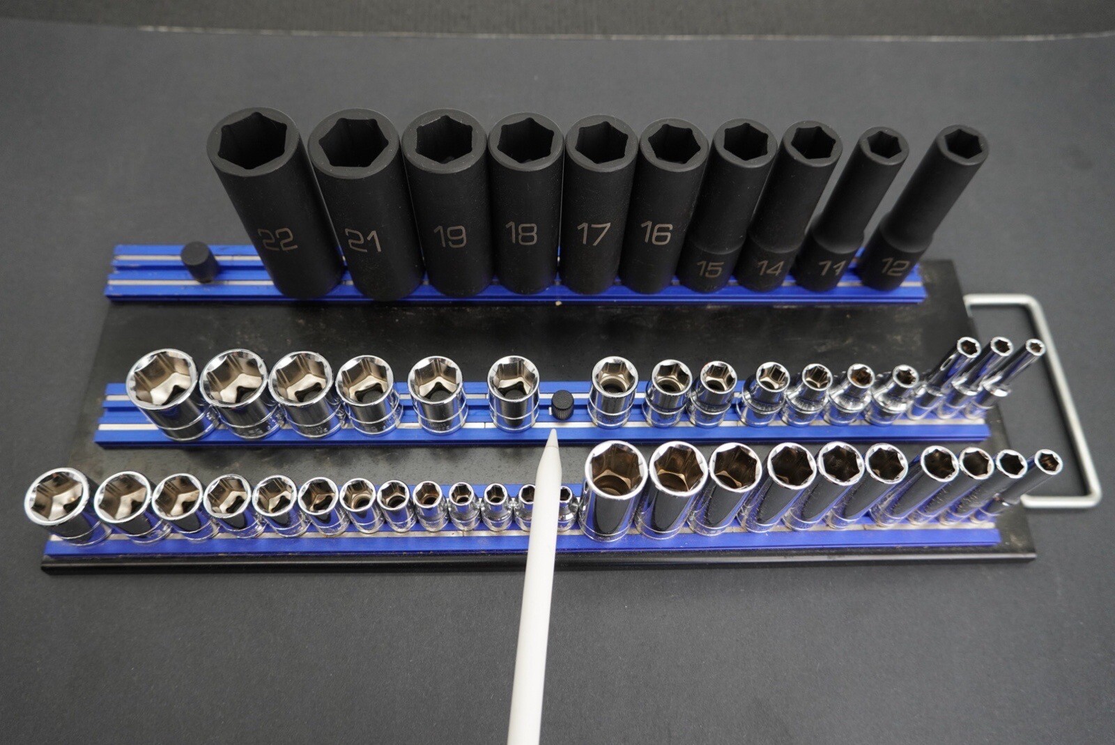 Matco Tools ADV Silver Eagle Socket Set Metric Deep Shallow Chrome Impact Rail