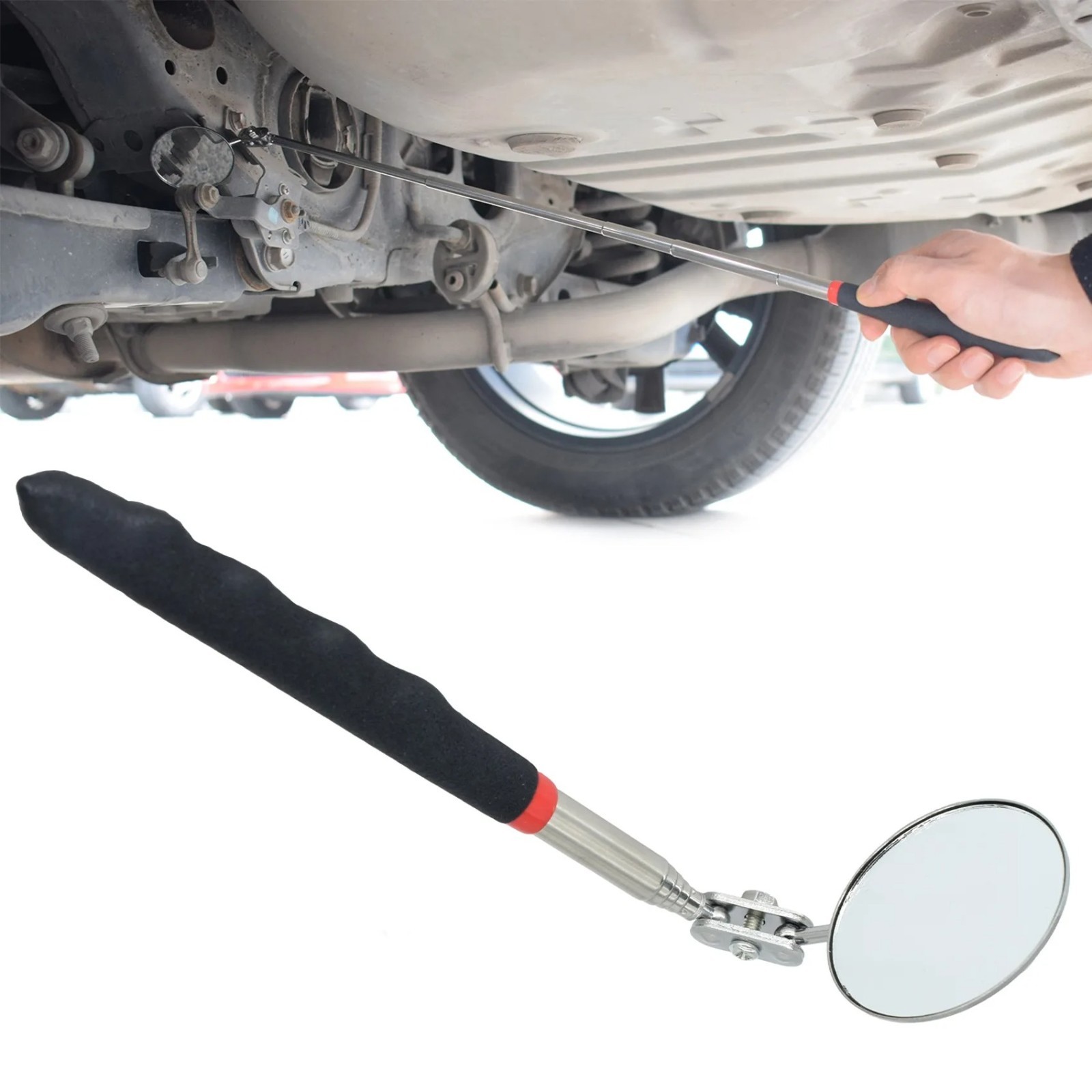 Extending Inspection Mirror Telescopic Swivel Car Mechanic Folding Tool 360 DIY