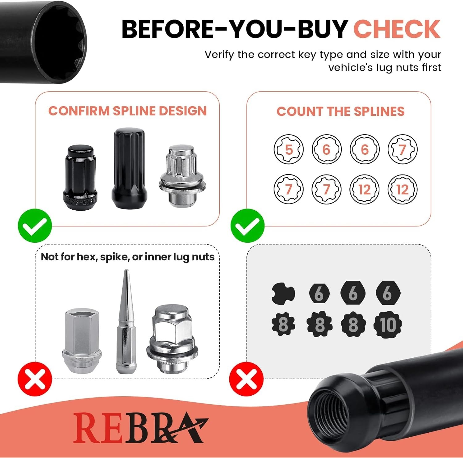 8 Piece Locking Lug Nut Socket Set for Easy Wheel Removal and Installation