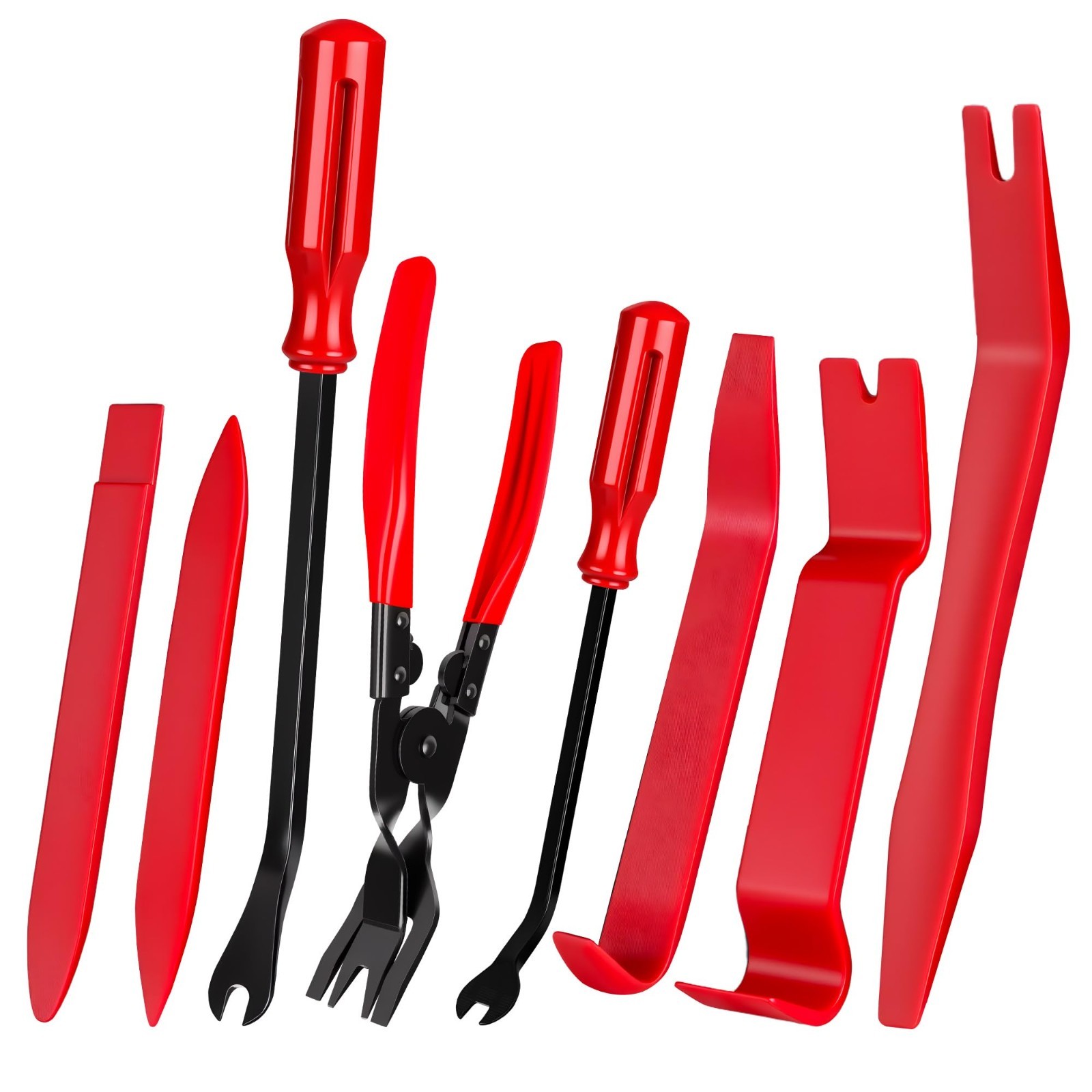 8 Pcs Auto Trim Removal Tool Kit – Non-Scratch Pry Tools & Fastener Pliers for C