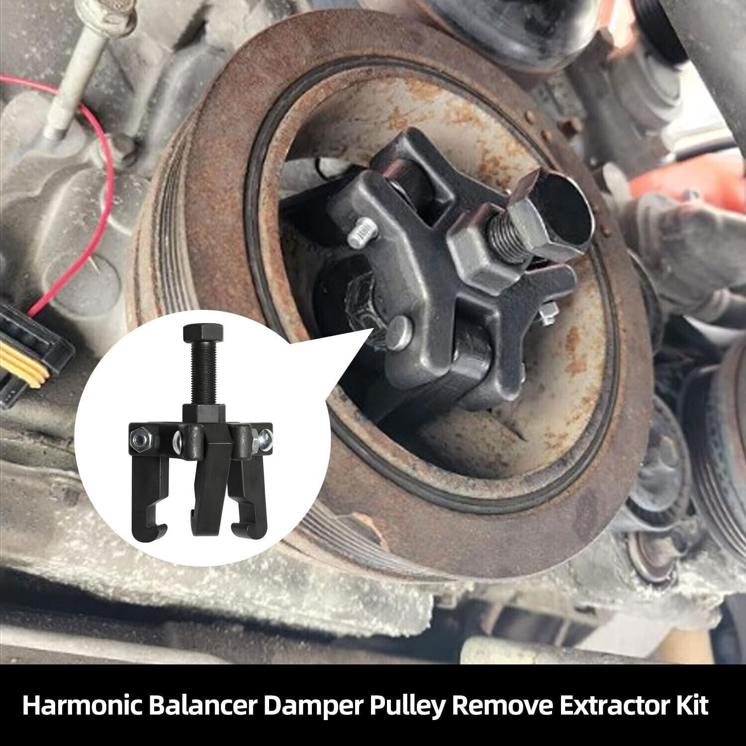 Harmonic Damper Pulley Puller 6-Piece Set for Chrysler GM Mitsubishi Vehicle US
