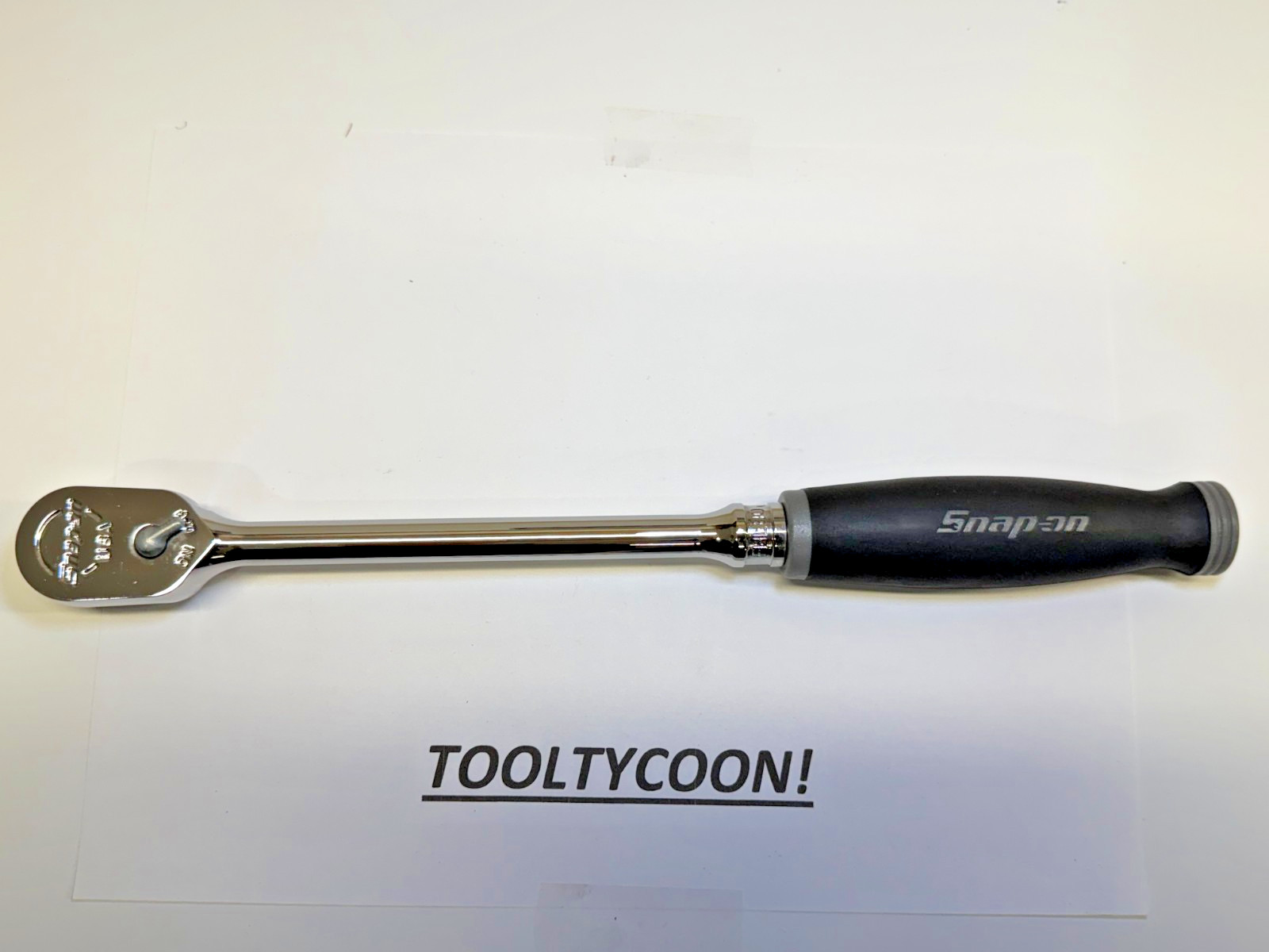 Snap-on Tools USA NEW 3/8″ Drive DARK TITANIUM Soft Grip LONG Ratchet FHL80DT