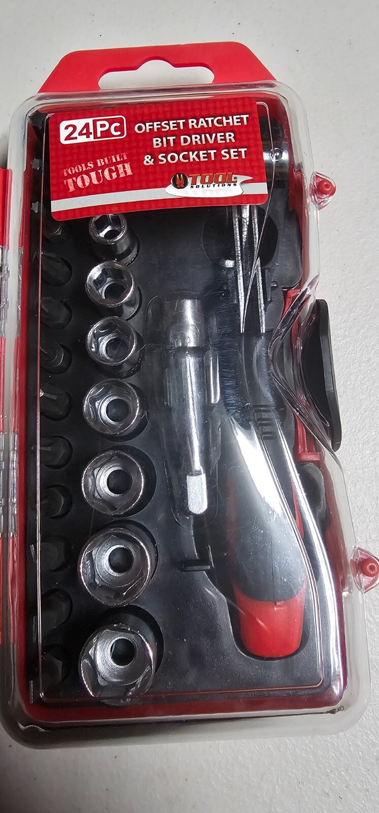 24pc OFFSET RATCHET HANDLE, BIT & SOCKET SET SCREWDRIVER- NIB