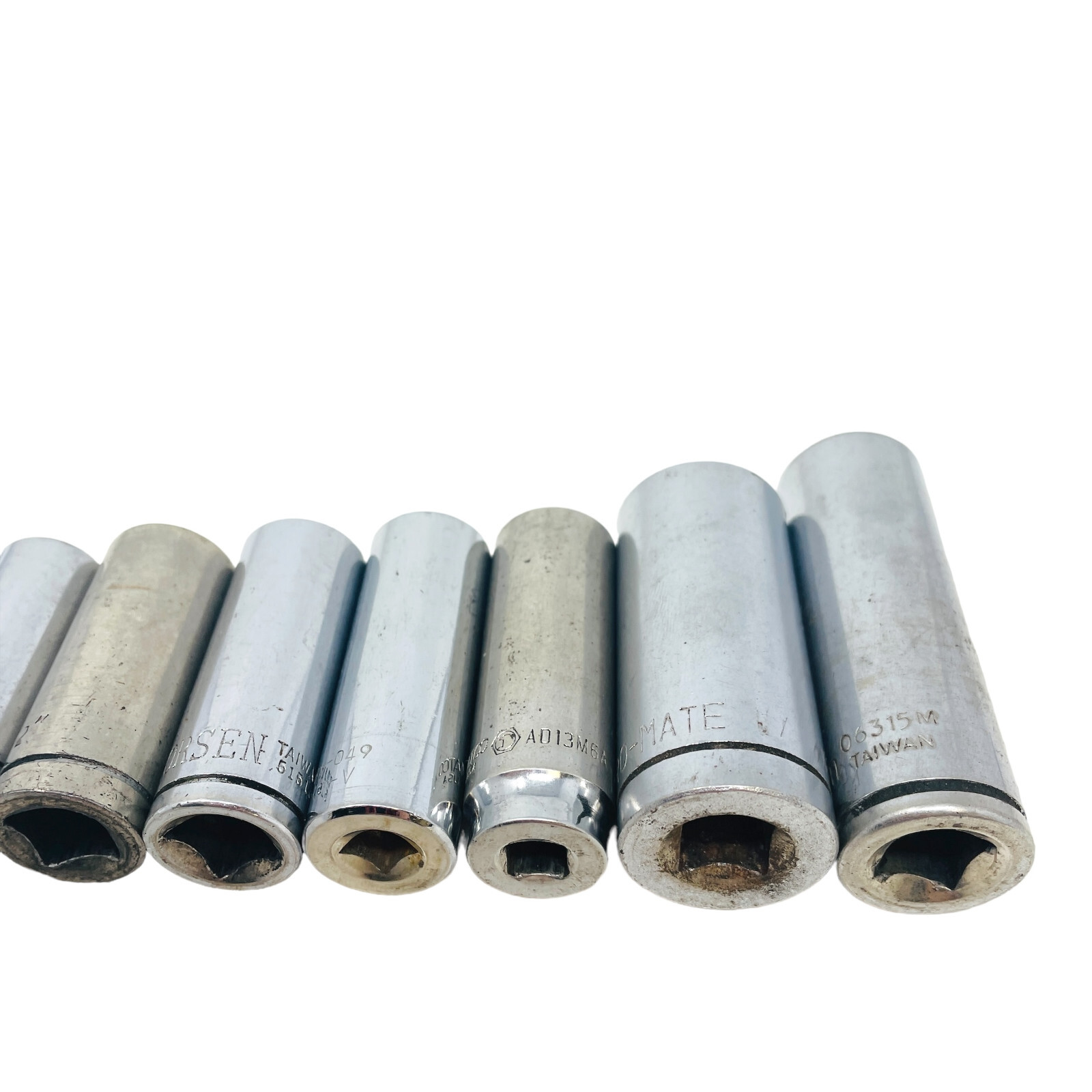 10 Pcs Craftsman, SK and Assorted 43577, 3/8, 1/2, 3/8 in Drive Deep Socket Set
