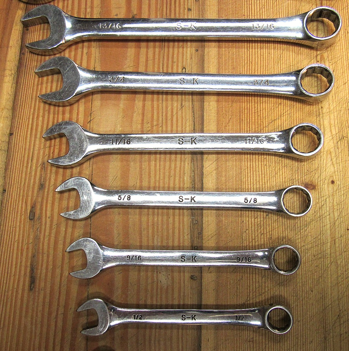 Vintage S-K Tools 12pc SAE Combination Wrench Set 1/4″ to 15/16″ SK USA CLEAN