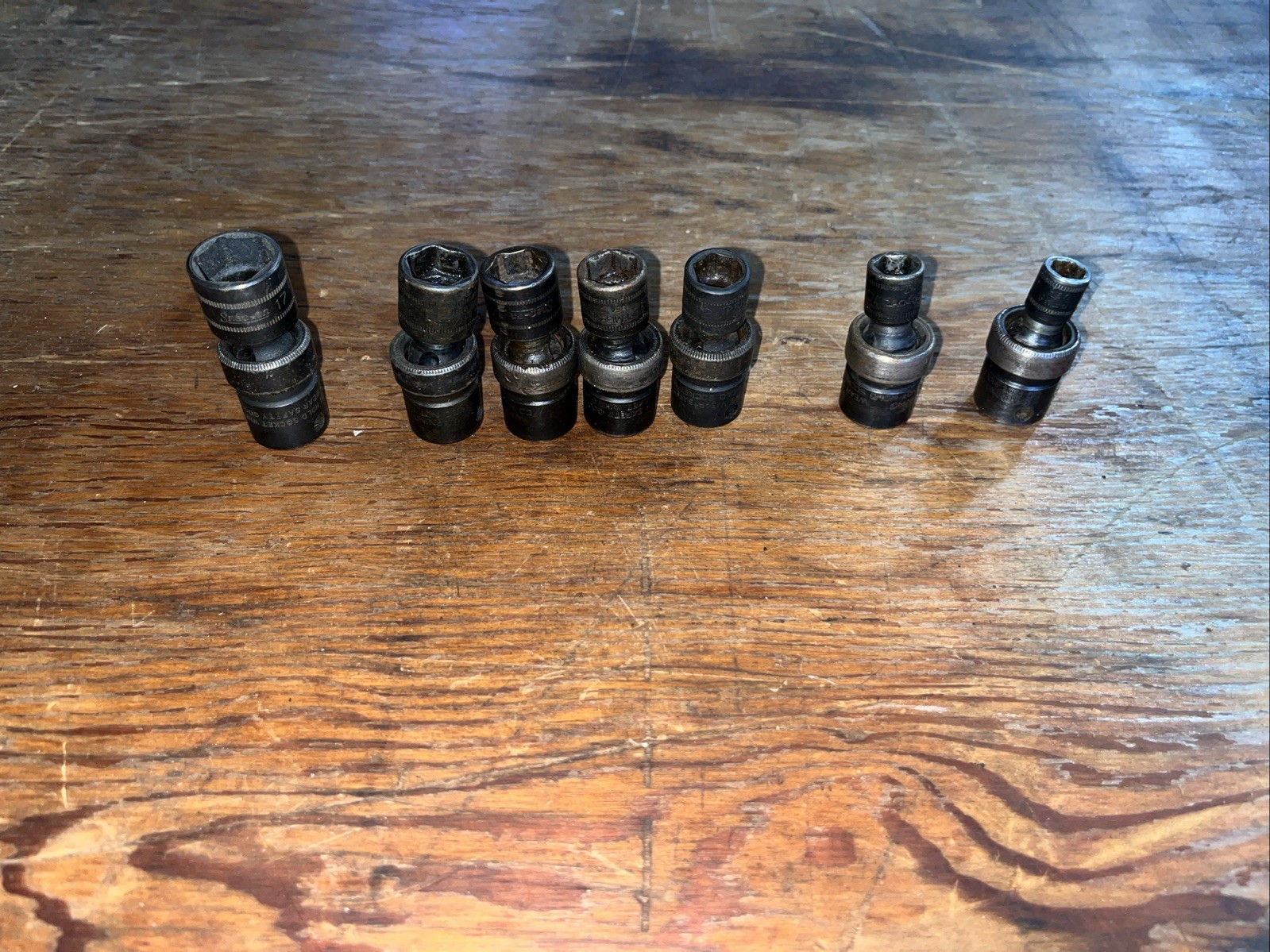 SNAP ON 7-Pc 3/8 Dr 6-Pt Flank Dr Shallow Impact Swivel Socket Set 8 10 12-15 17