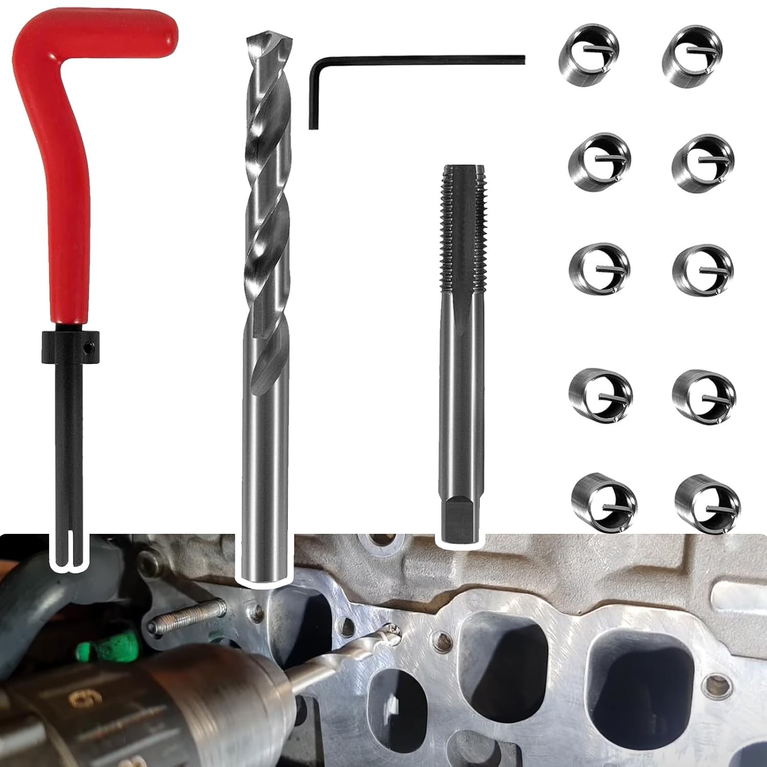 1420 Head Thread Bolt Repair Tool Kit for Honda B16 Engine, Toyota M11.5mm x 1.5