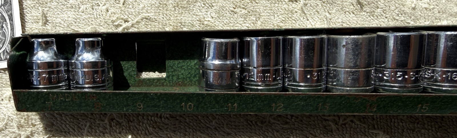 VINTAGE 3/8″ DRIVE S-K 12 PC METRIC HEX SOCKET SET – AS PICTURED