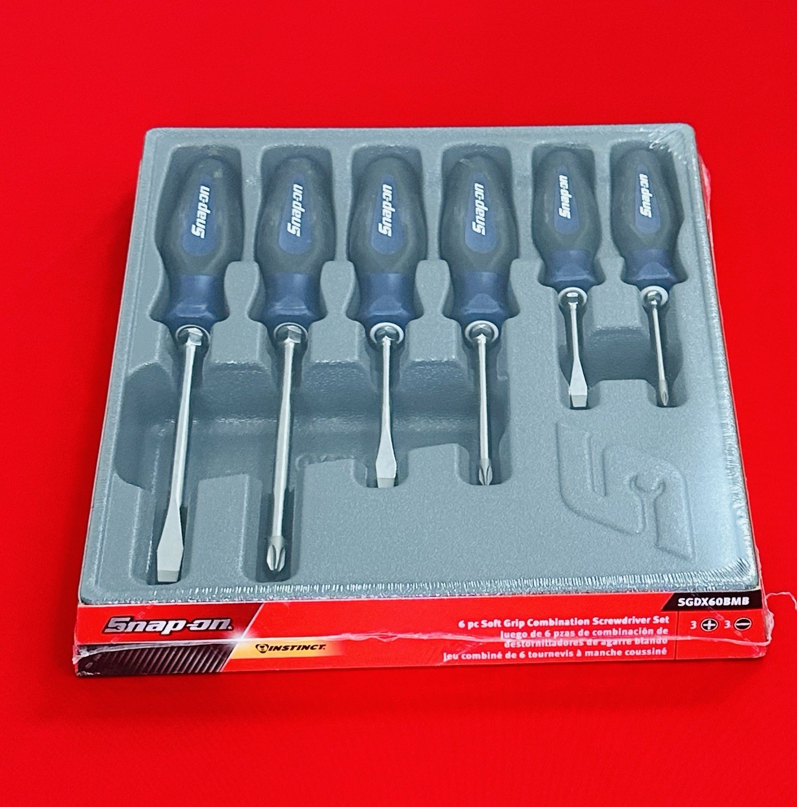 Snap On Tools Screws Set SGDX60BMB Metallic Blue Soft Grip Comb 6 Pc. Set NEW!