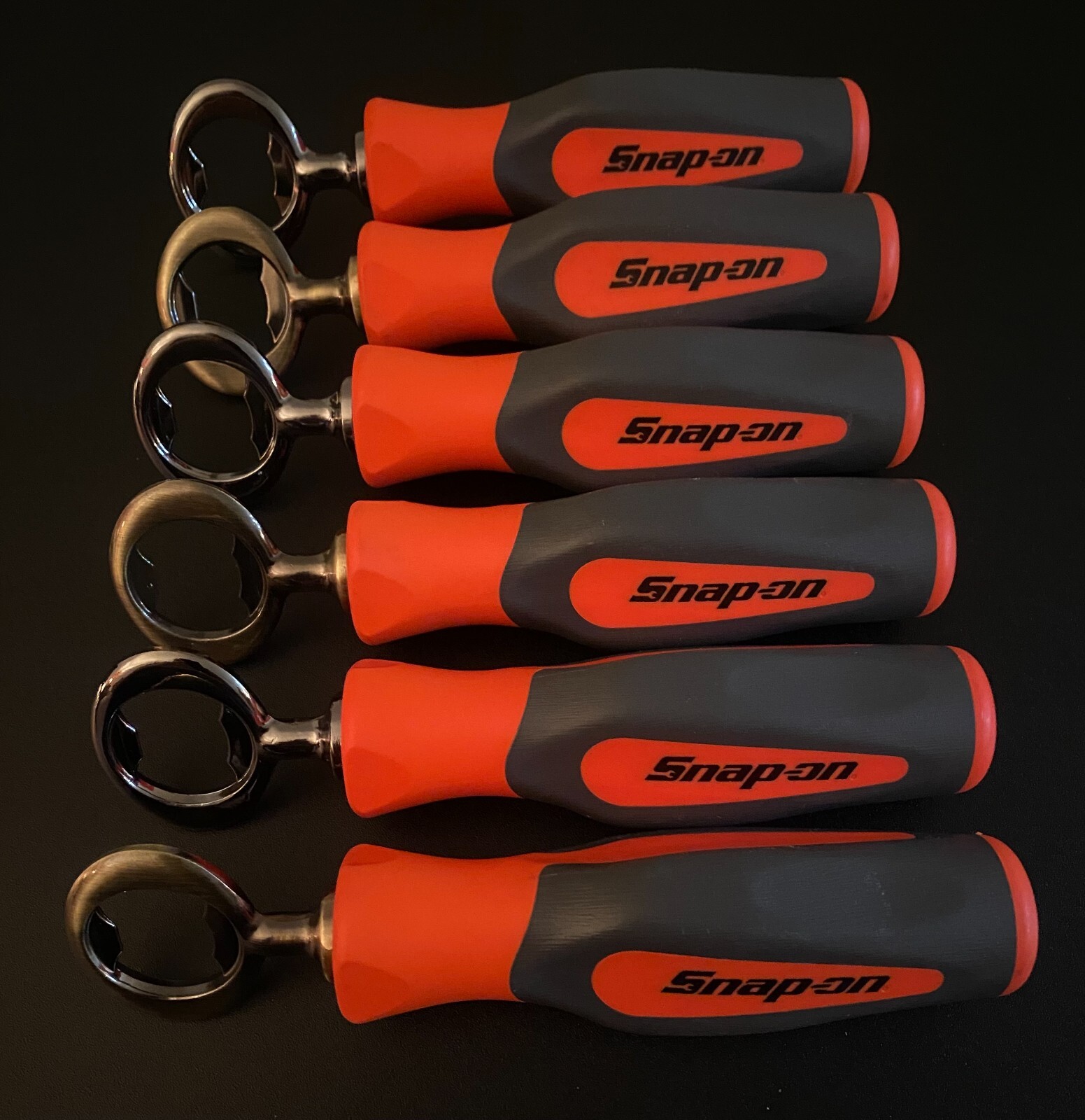 Snap-On Bottle Opener [ Seller’s Creation ] Dark Chrome Opener Orange Handle