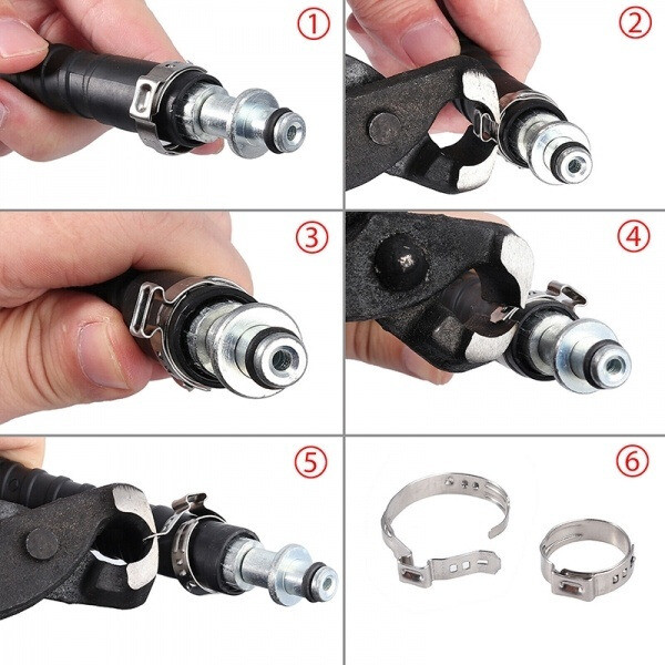 130Pcs Stainless Steel Hose Clamp Set Ear Cinch Rings Crimp Pinch/Plier Assorted