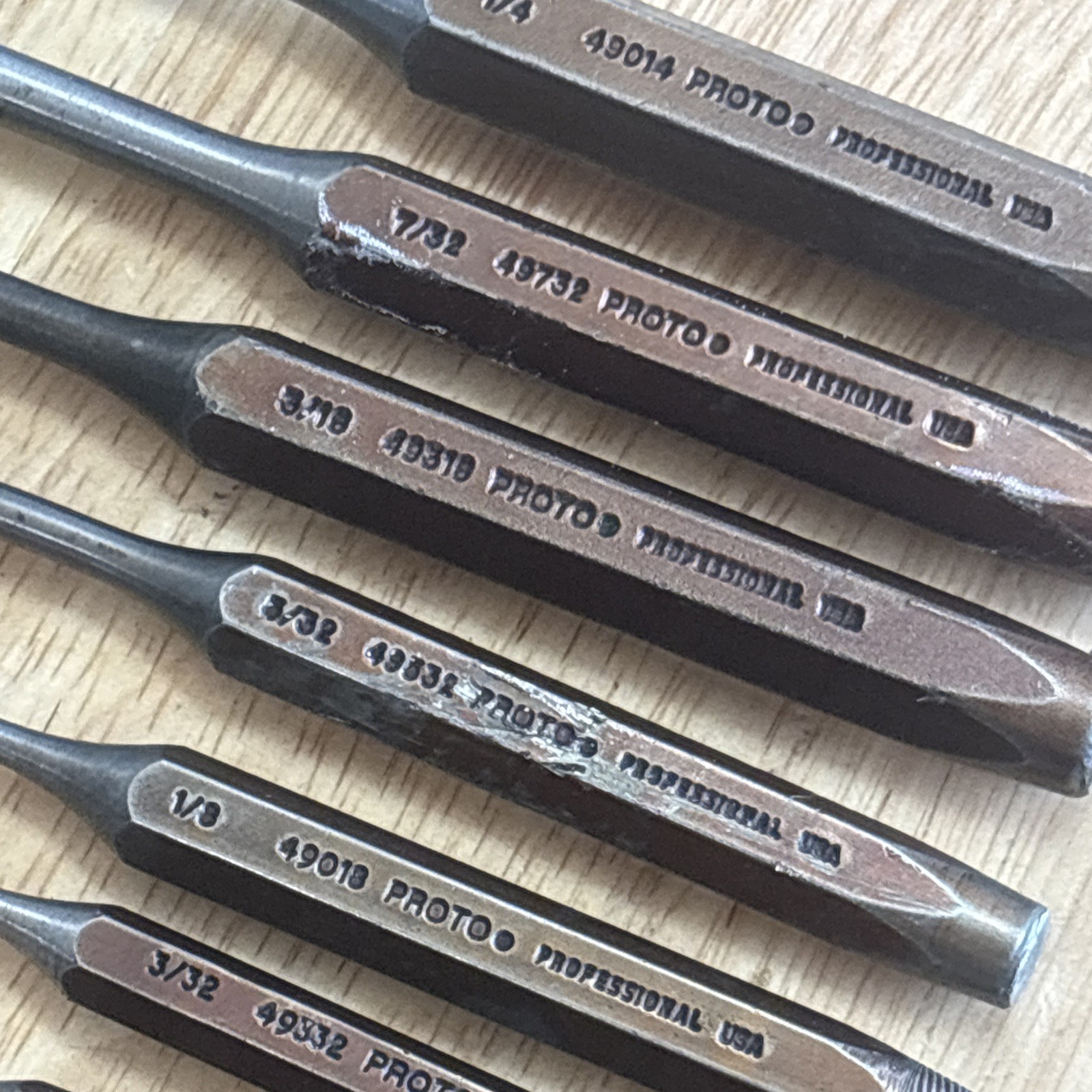 Proto Professional Roll Pin Punch Set 1/16” To 1/4” J49007S2 USA READ!