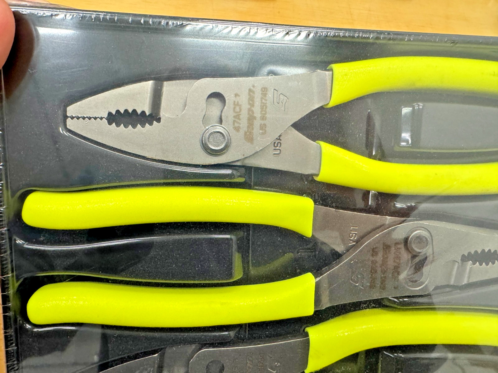 Snap-on Tools USA NEW SEALED HIVIZ 3 Piece Soft Grip Pliers Lot Set PL347ACFHV
