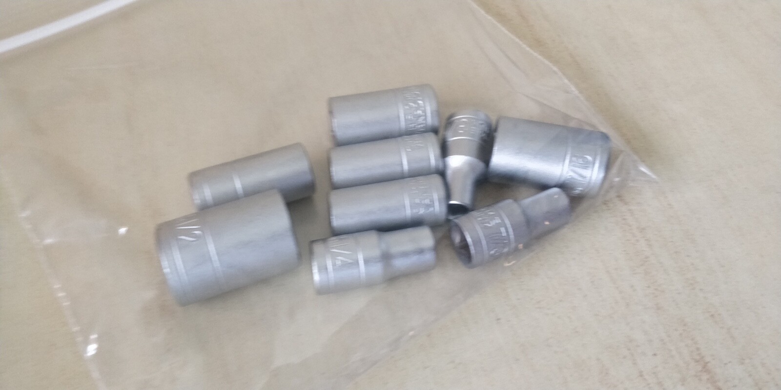 9 Pieces — Standard Socket Set — 3/16 through to 1/2 — 1/4″ Drive -6 Point