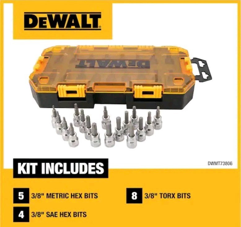 DEWALT 3/8″ Drive Bit Socket Set with Case (17-Piece) WMT73806 NEW in Case