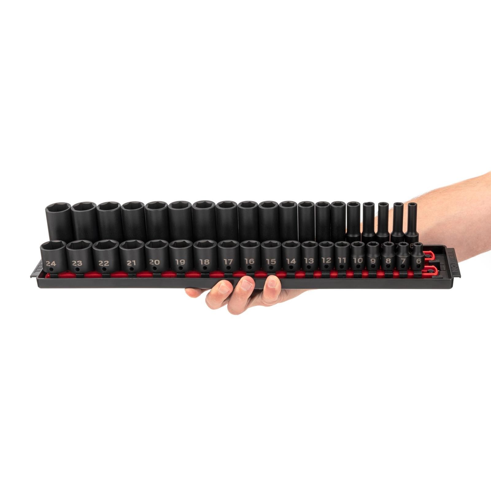 Tekton SID91211 3/8″ Drive 6-Point Impact Socket Set, 38-Piece