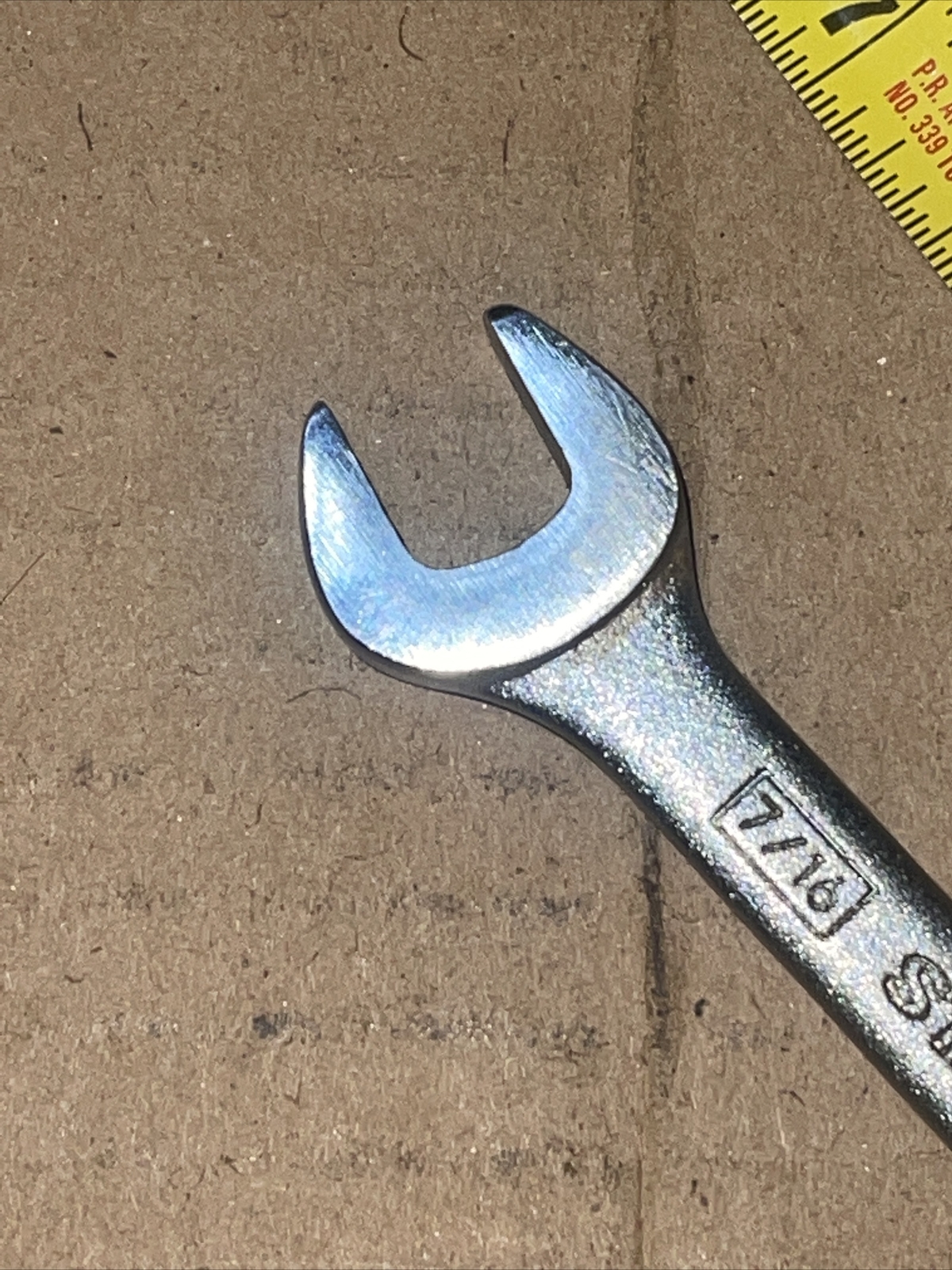 NOS Stanley Tools USA 86801 7/16 In X 3/8 In SAE Open End Wrench Vintage 86-801