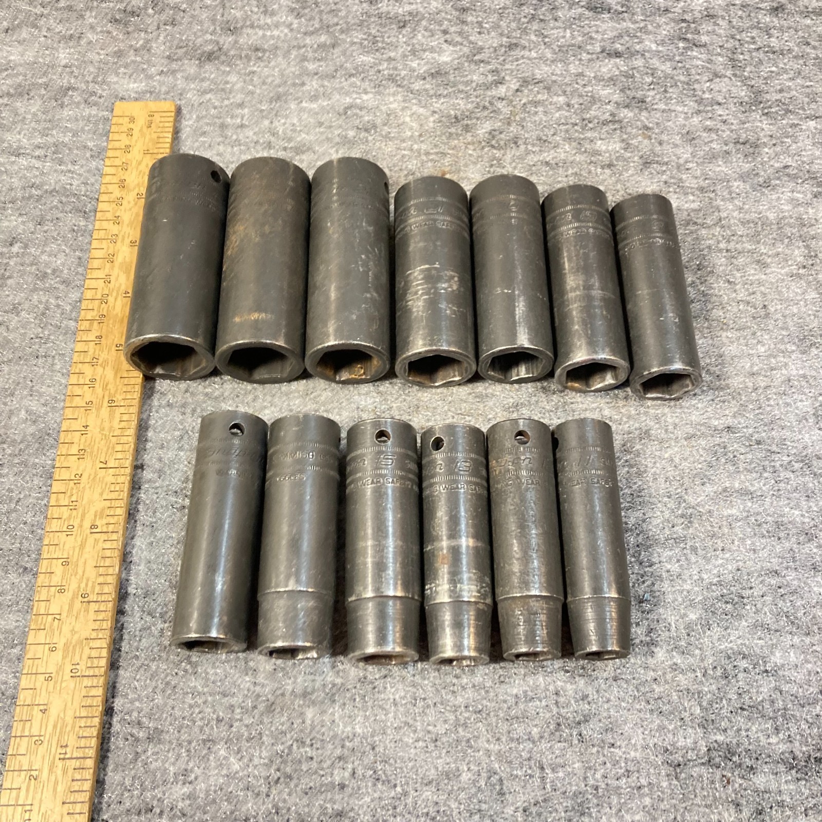 Snap-on Impact Socket Set 13 Pc 1/2″ Drive Metric 6 Point Deep Well #SIM USA
