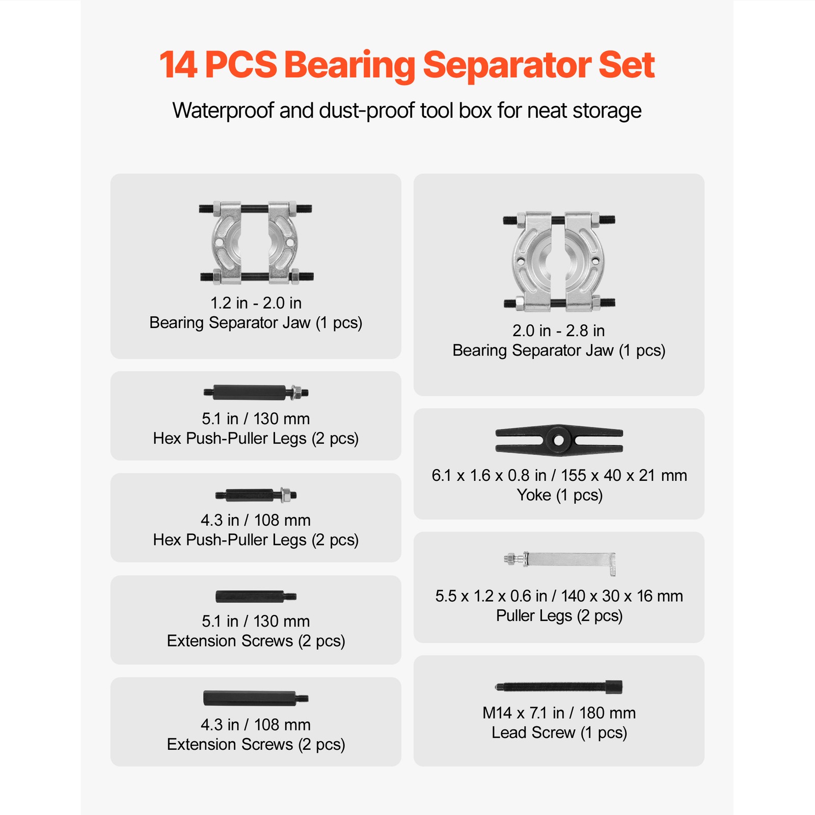 Uimoso 14-Piece Bearing Separator and Puller Kit with 5-Ton Capacity and Case