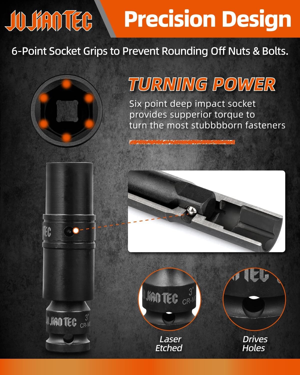 Impact Socket Set, 7 Piece, Driver Flip Socket, Five Sockets with…