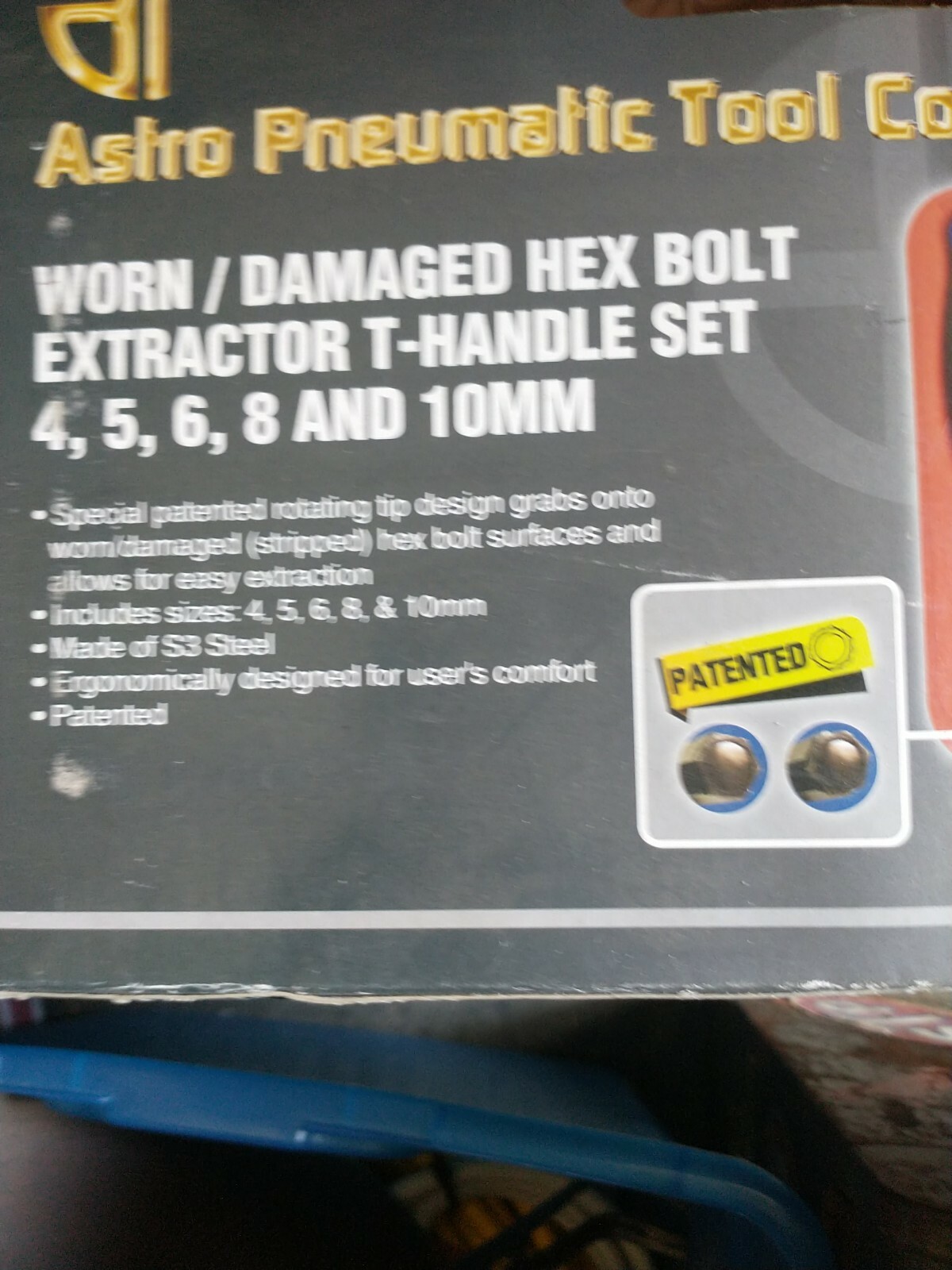NEW T-HANDLE HEX BOLT EXTRACTOR ALLEN HEX- ASTRO 1045 + FREE 1PCH tool pouch