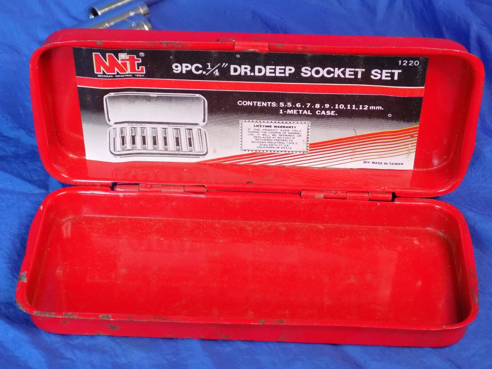 MiT 9pc 1/4 Drive Metric Deep Socket Set w/ Storage Case #1220 Taiwan Vintage