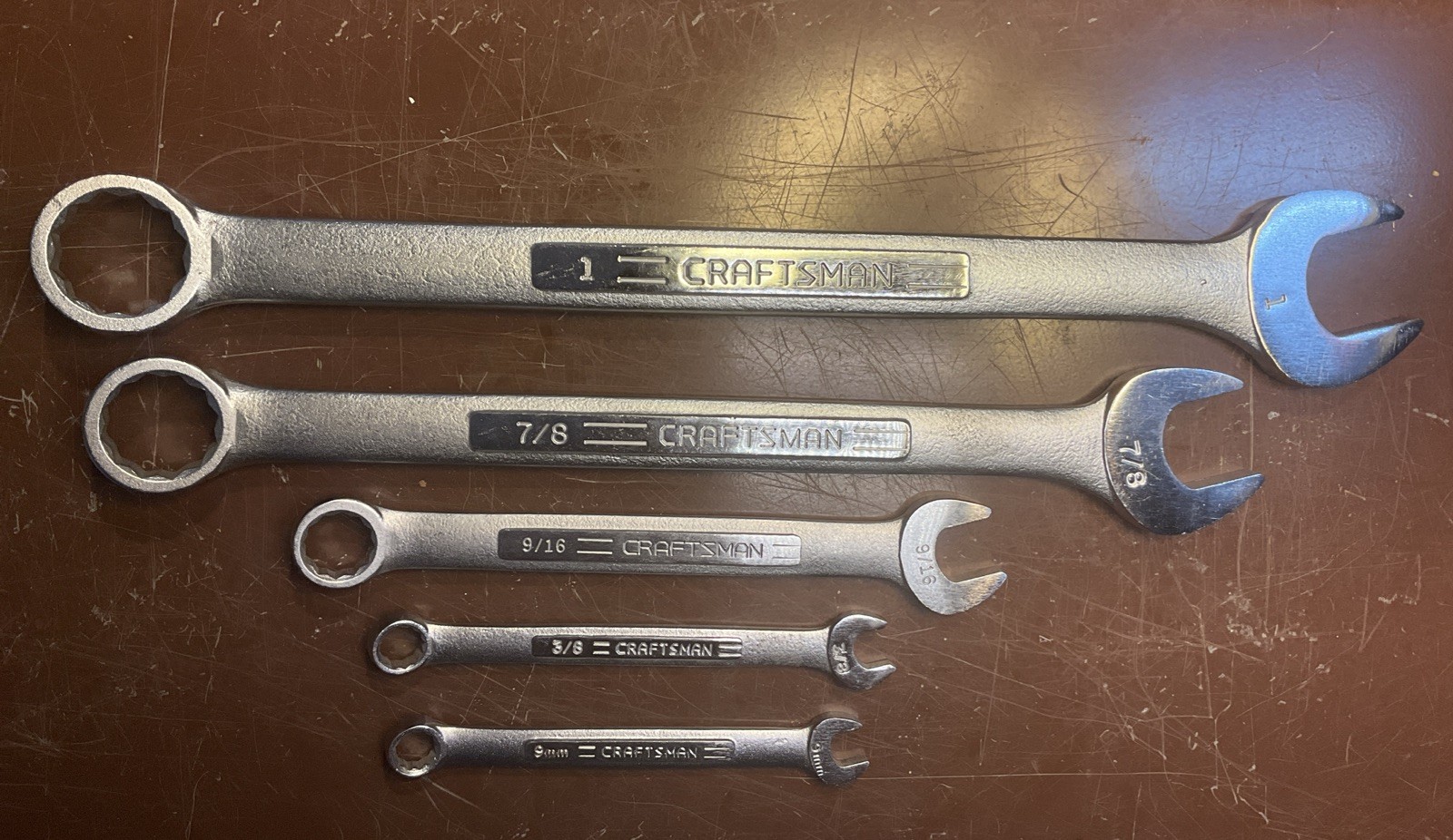 5 PC Craftsman USA Combination Set 9mm, 3/8”, 9/16”, 7/8”, & 1″ 44705 – 42913
