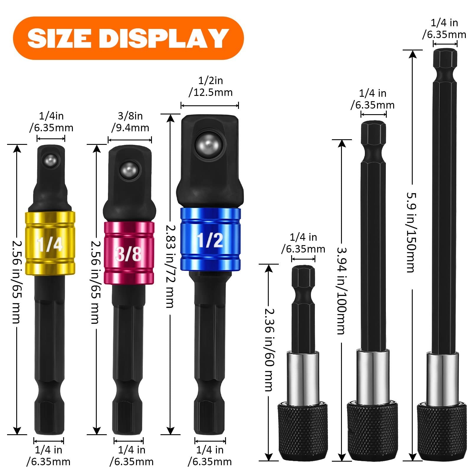Set Adaptador Taladro 23 Pzs Extension Flexible 105 Grados Dado Hexagonal Puntas