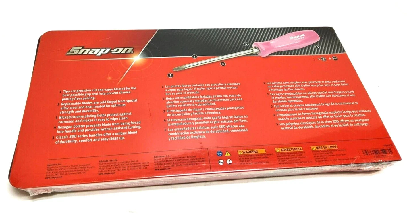 Snap On Tools Pearl PINK 7pc Hard Handle Combination Screwdriver Set SDDX70APP