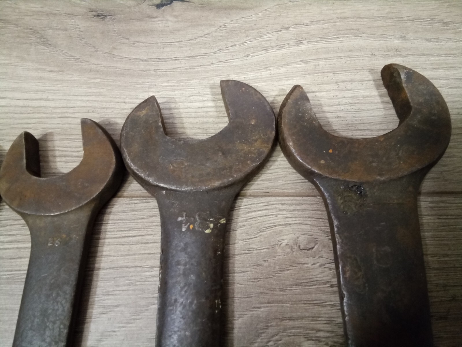 7 LARGE VINTAGE DOUBLE OPEN ENDED SPANNER WRENCHES BILLINGS, FAIRMOUNT, OTHERS