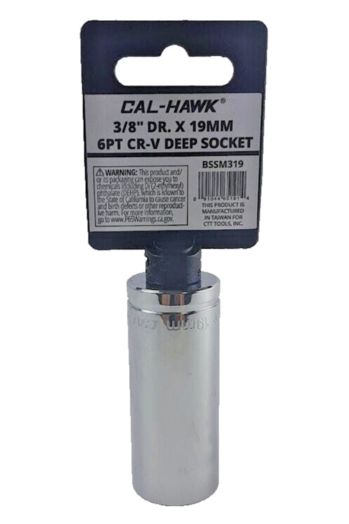 3/8″ DR. X 19 MM DEEP 63mm Length SOCKET 6 POINT Chrome-Vanadium CR-V MATERIAL