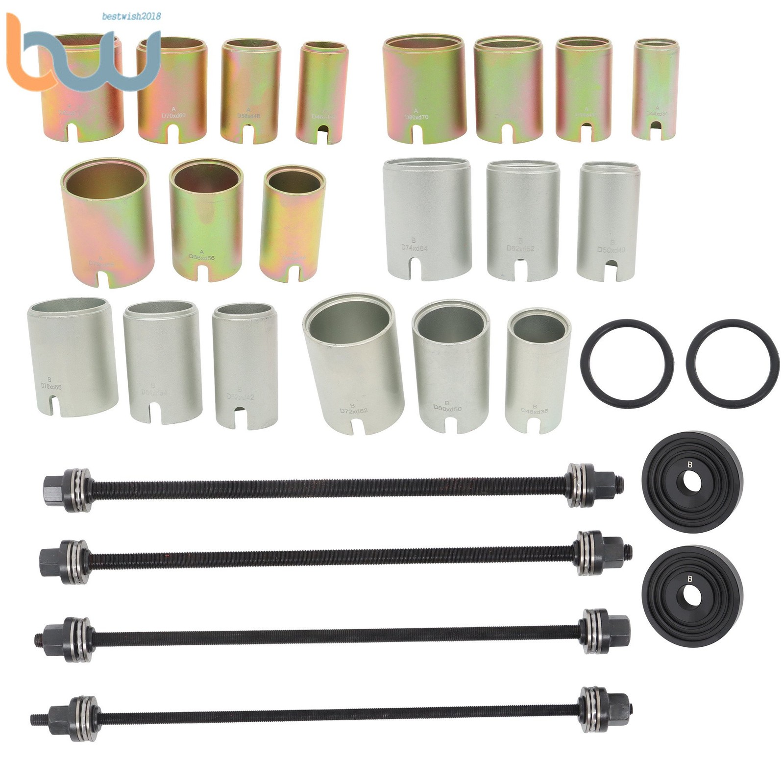 26PCS Universal Press & Pull Sleeve Kit Bush Bearing Removal Insertion Tool Set