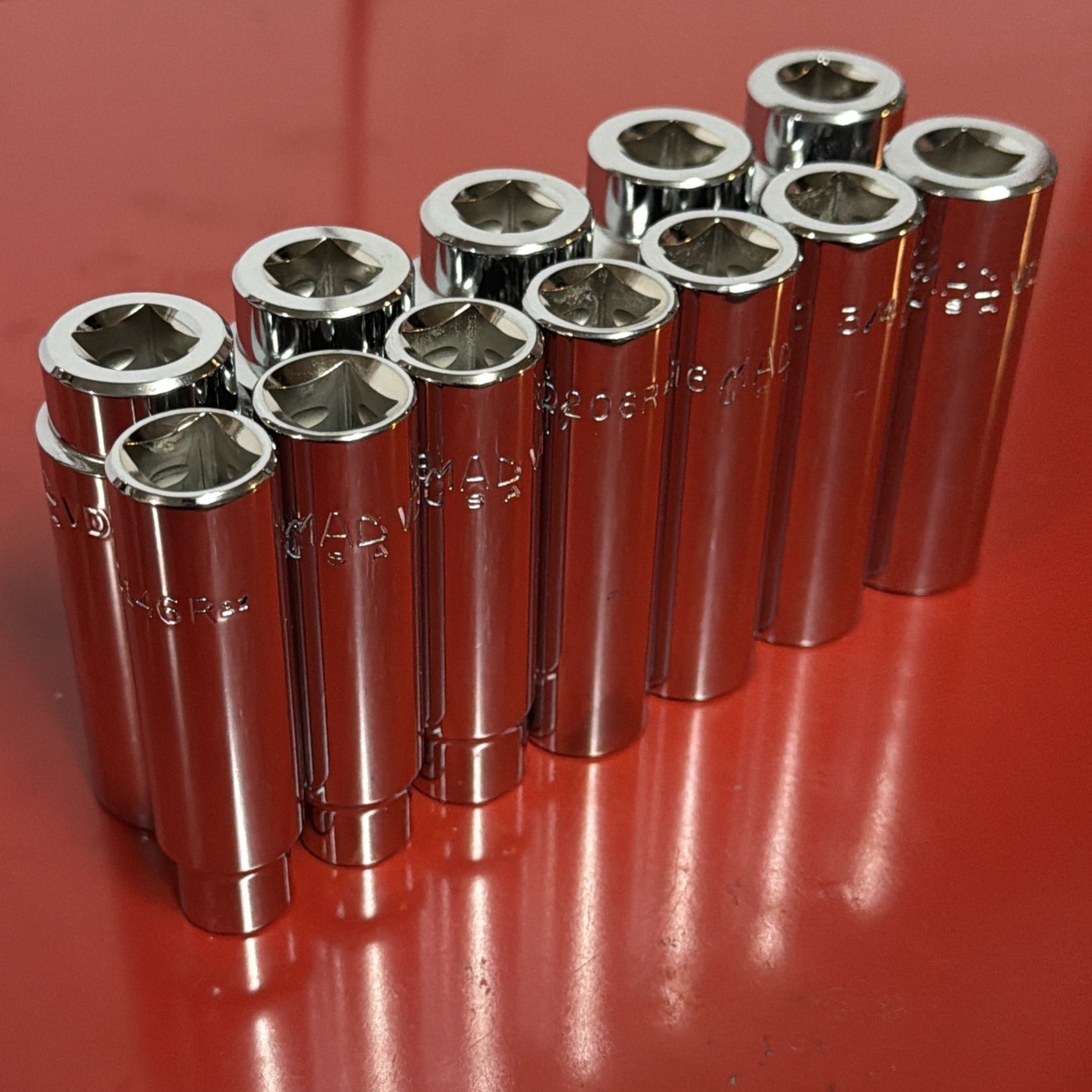 Mac Tools SAE Deep Socket Set 1/2” Drive 6pt 7/16” to 1-1/8” SVD126TR NEW READ!