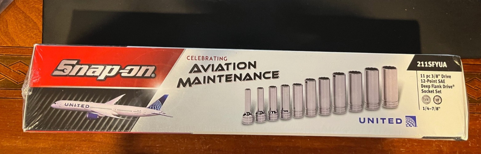 Snap-on 211SFYUA Aviation11 pc 3/8″ Drive 12-Pt SAE Deep Flank Drive Socket Set