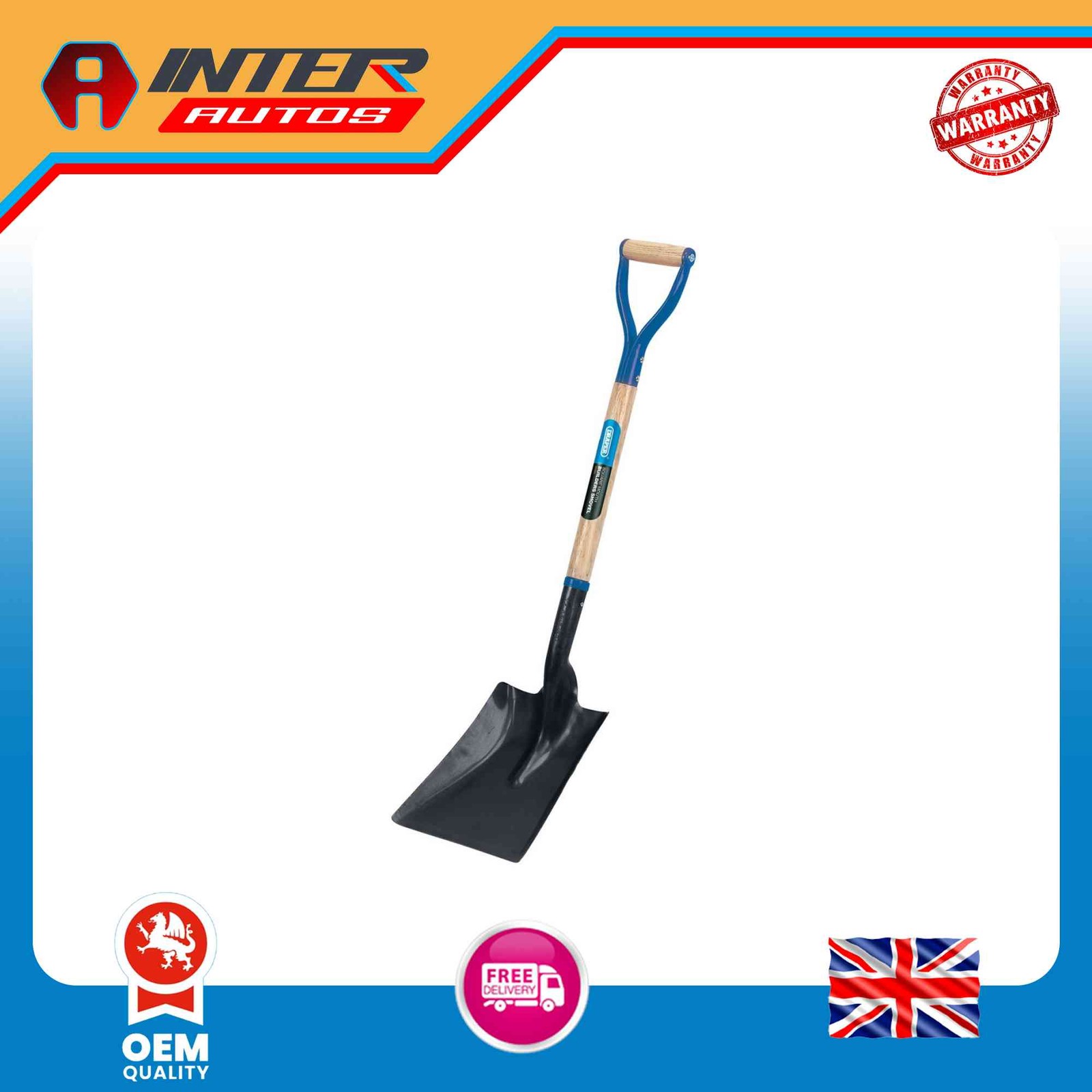 Draper Steel Square Mouth Builders Shovel with Hardwood Shaft 31391