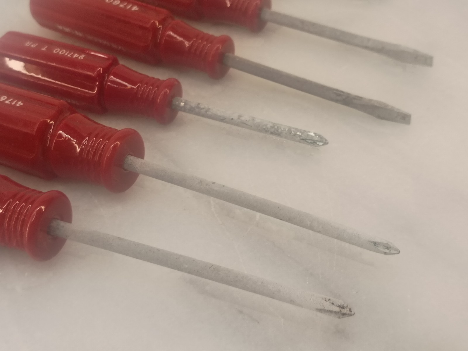 Lot Of 7 Vintage Craftsman USA Red Handle Mini Screwdrivers Phillips Regular