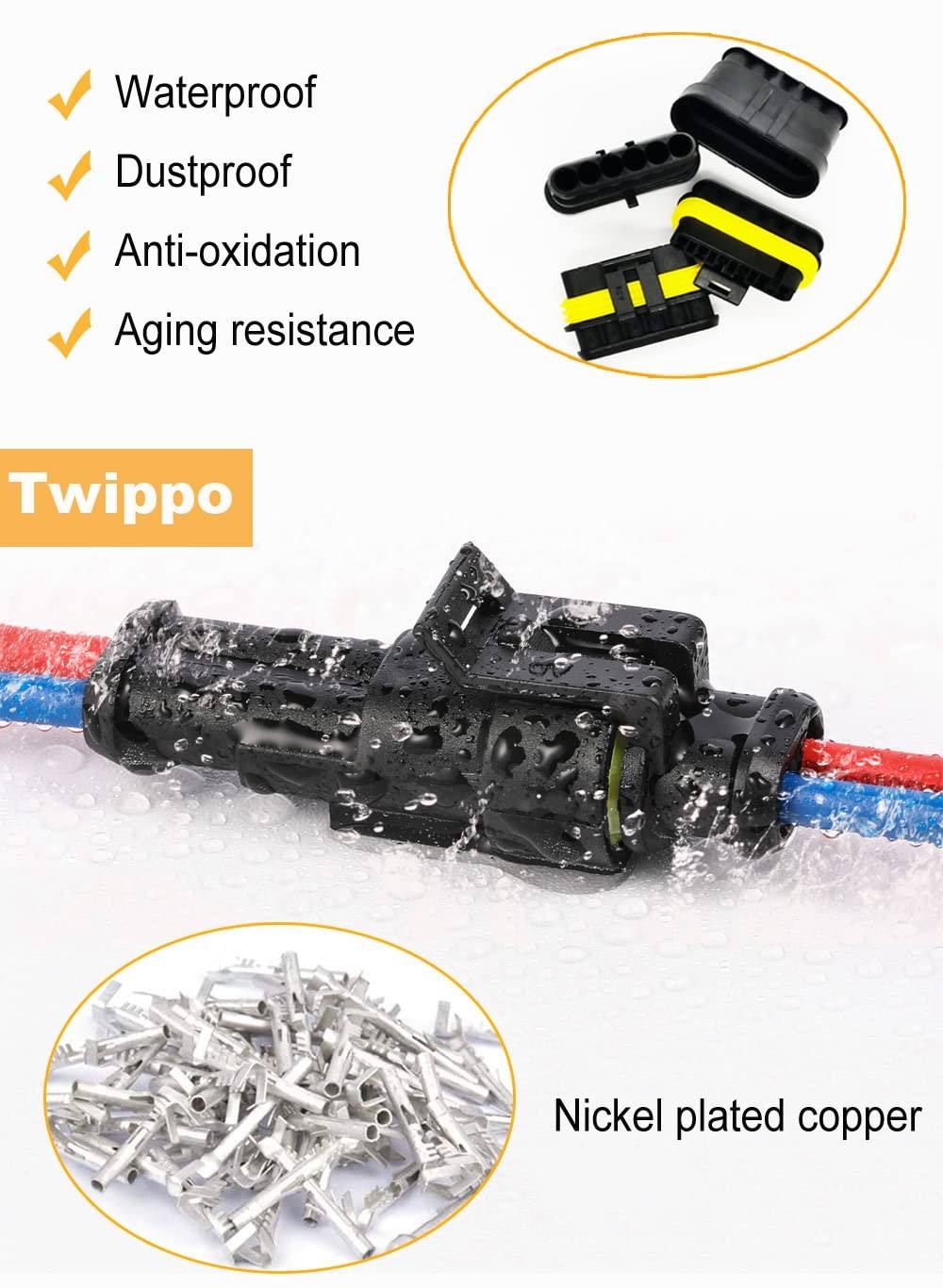 Twippo 352Pcs Waterproof Car Electrical Connector universal, 352 Pcs