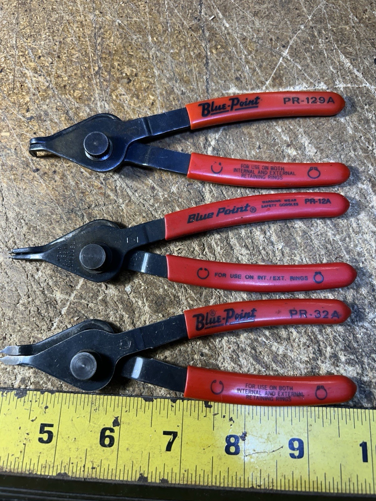 Blue Point PR–12A PR-32A & PRAngled & PR-129A Straight Snap Ring Pliers