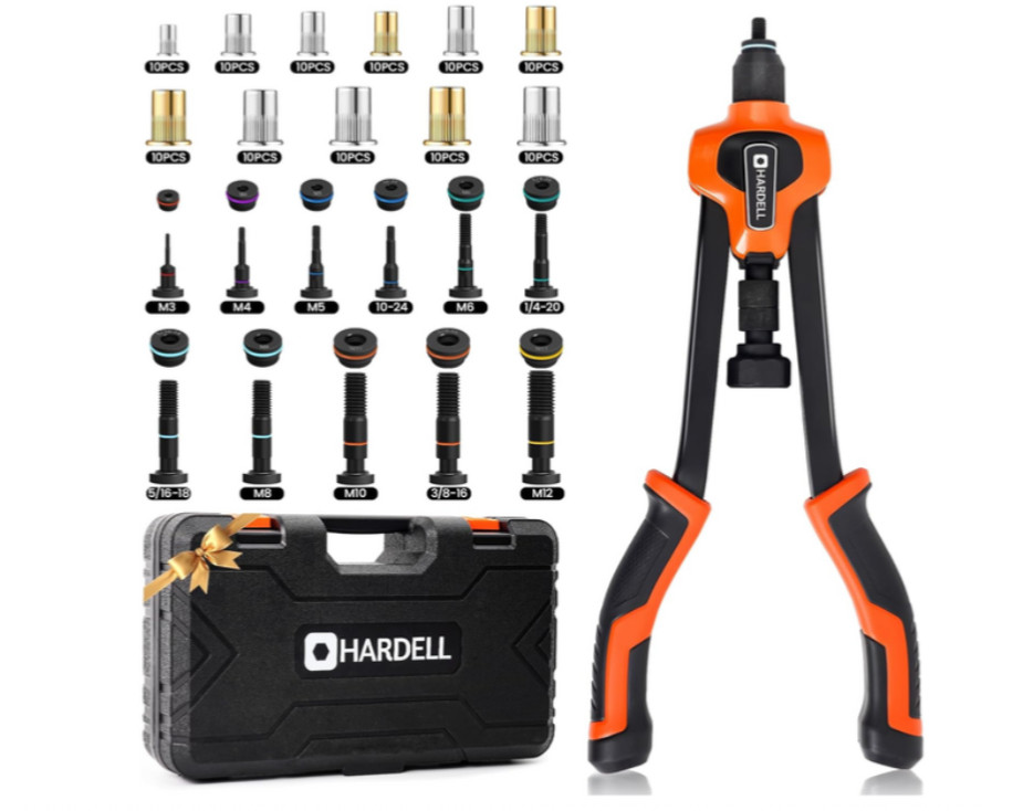 HARDELL 16″ Rivet Nut Tool, Auto Release Rivnut Tool Kit with 13 Metric and SAE