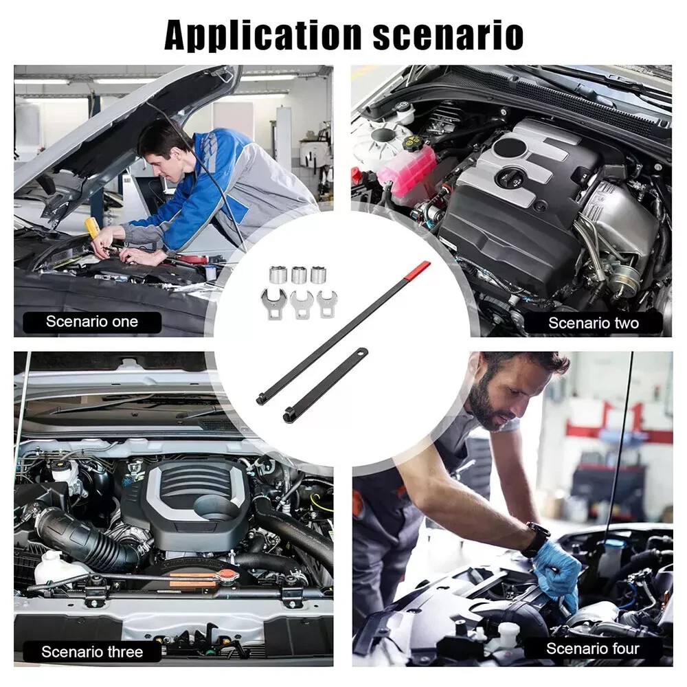Universal Serpentine Belt Tool Kit 3/8″ 1/2″ Drive Belt Adjust Tightener Wrench