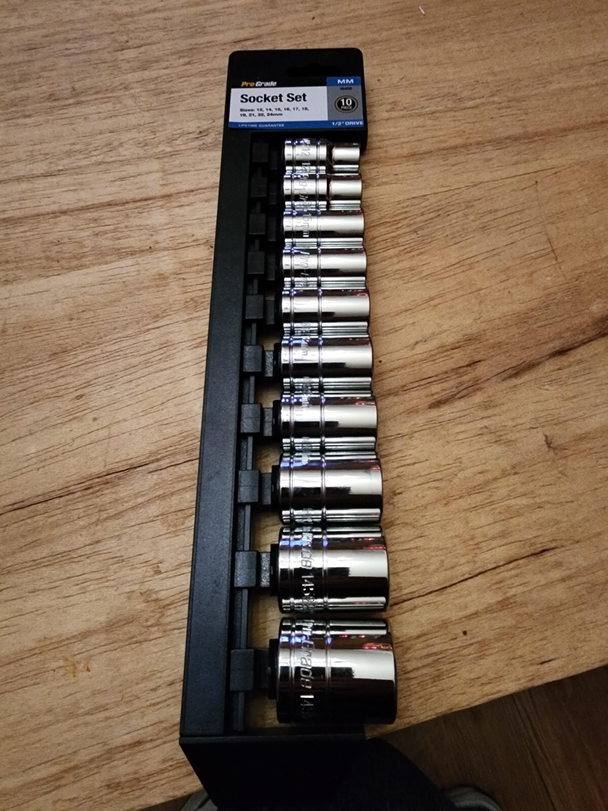 Prograde 19405 1/2″ Drive Metric Socket Set with Rail, 10-Piece