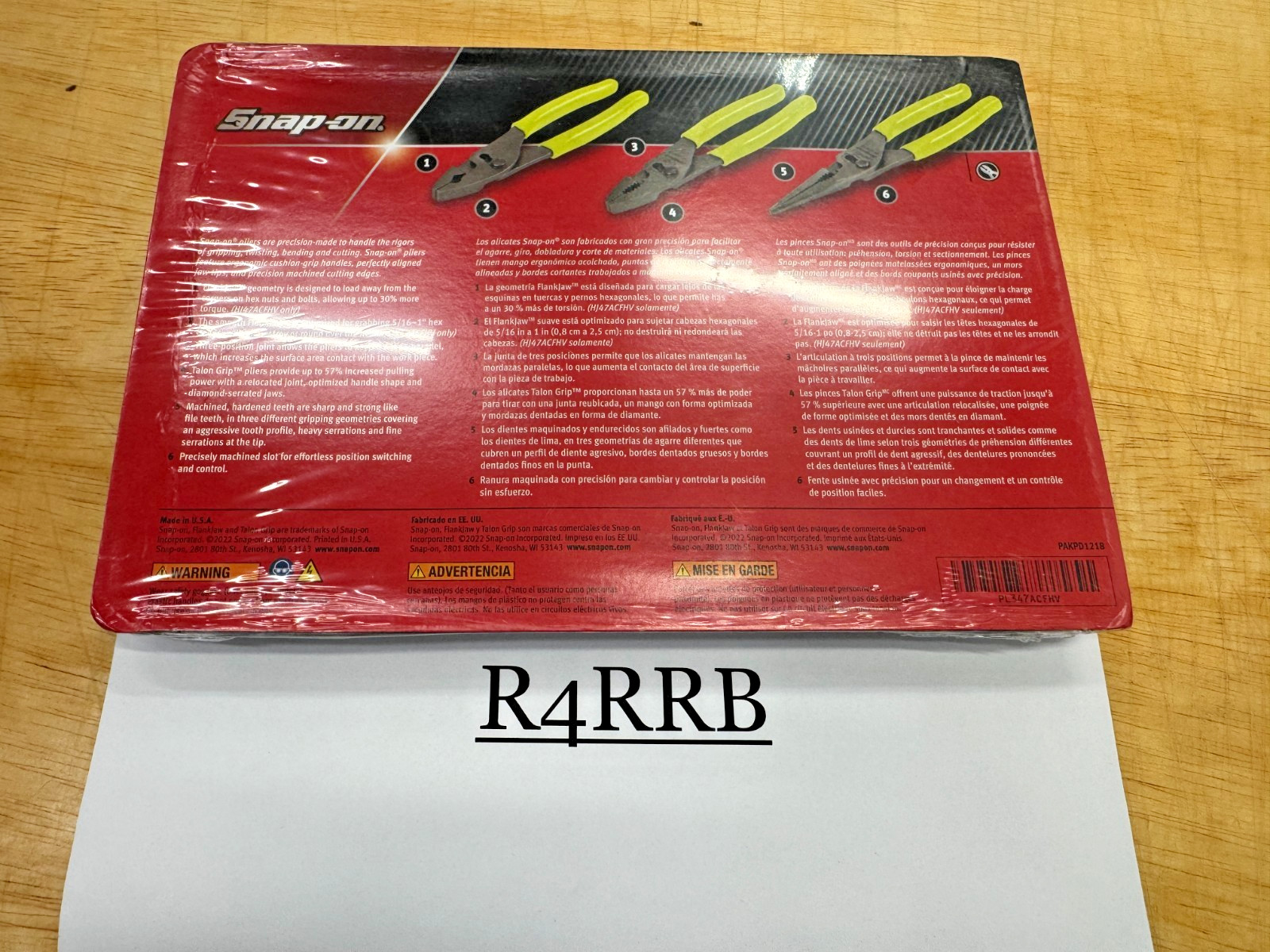 Snap-on Tools USA NEW SEALED HIVIZ 3 Piece Soft Grip Pliers Lot Set PL347ACFHV