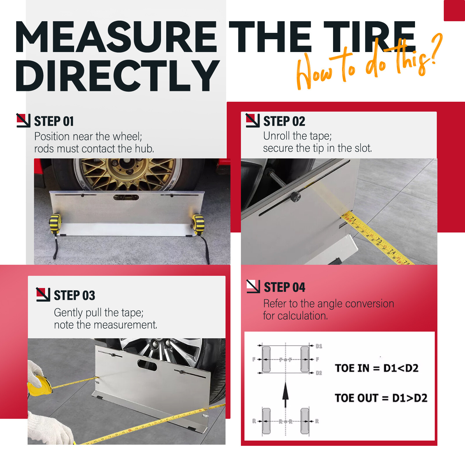HECASA Toe Plates-Most Accurate DIY Wheel Alignment Tool/Gauge Aluminum