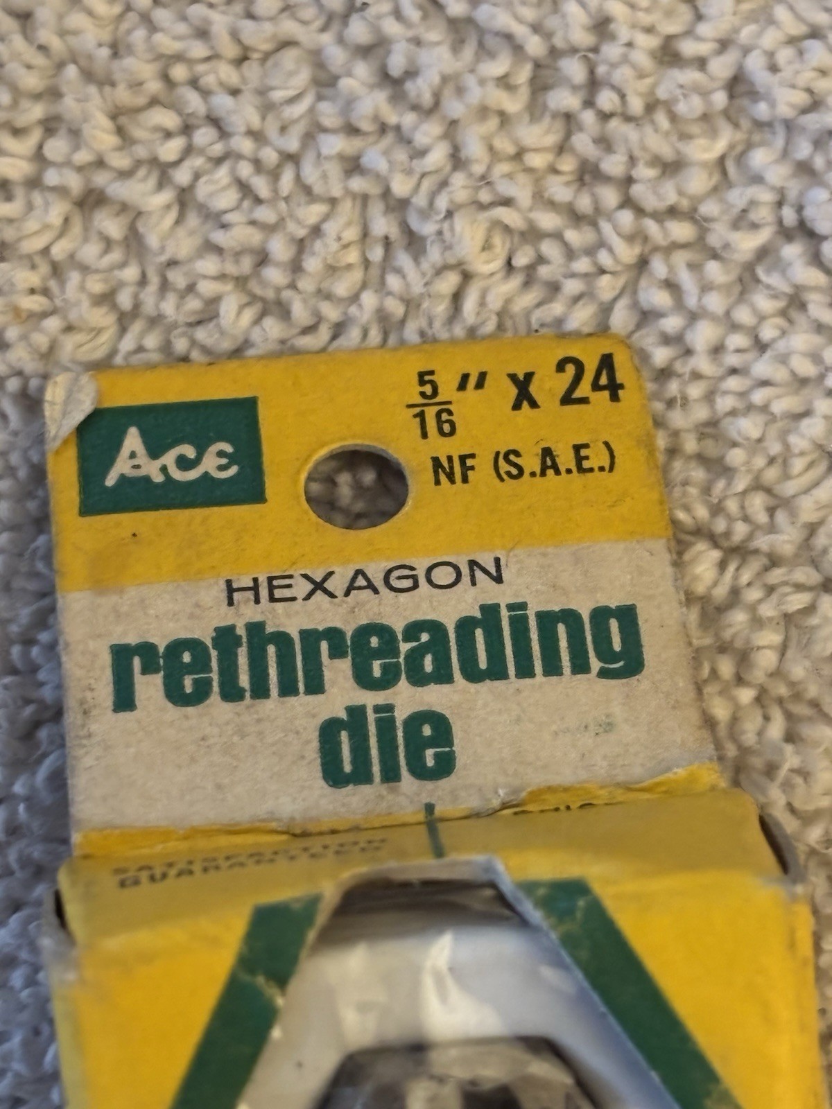 Vintage 5/16” NF Carbon Steel Hex Rethreading Die Ace Made In USA NEW OLD STOCK