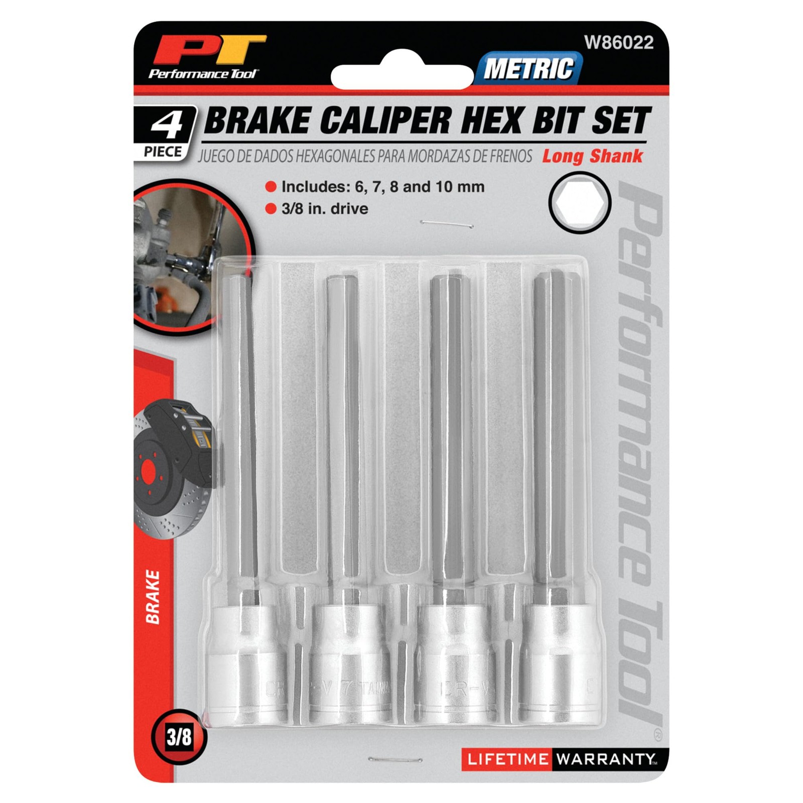 Performance Alloy Steel 4pc 3/8″ Drive Long Brake Caliper Bit Set for Automotive