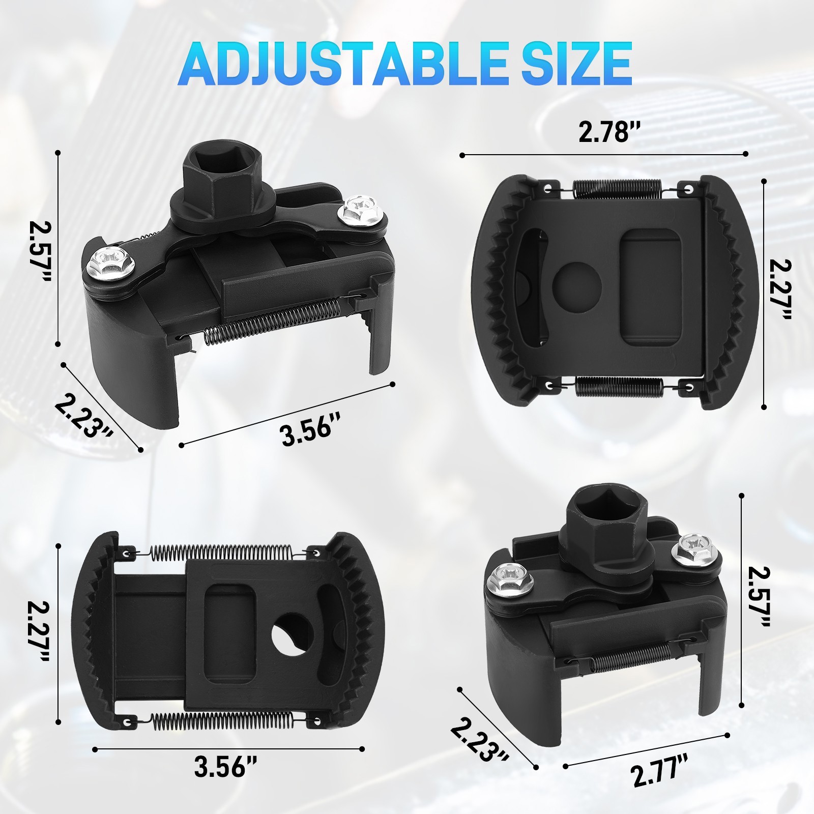 Oil Filter Wrench Set Universal Adjustable for 60mm-80mm Removal Tool Cap 1/2″
