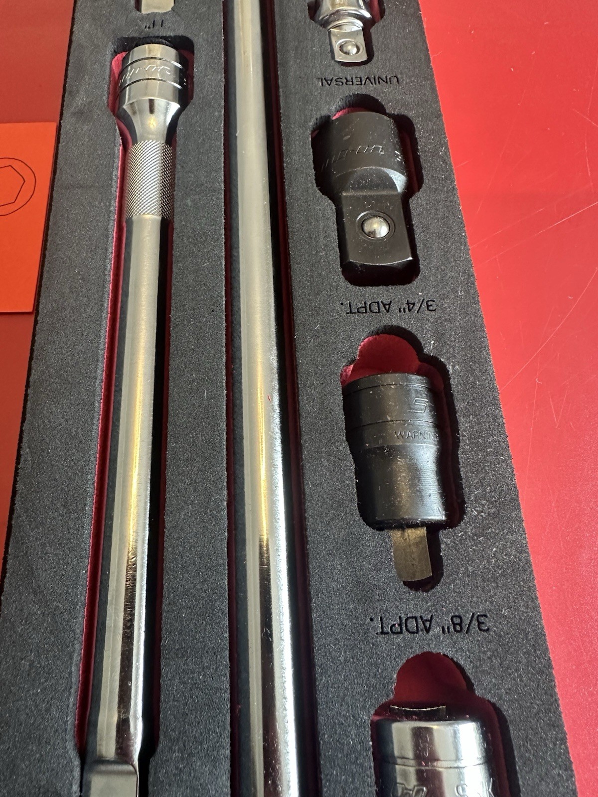 Snap On 9 pc 1/2 Drive Knurled Extension Accessory Set with PRO-FI Organization.