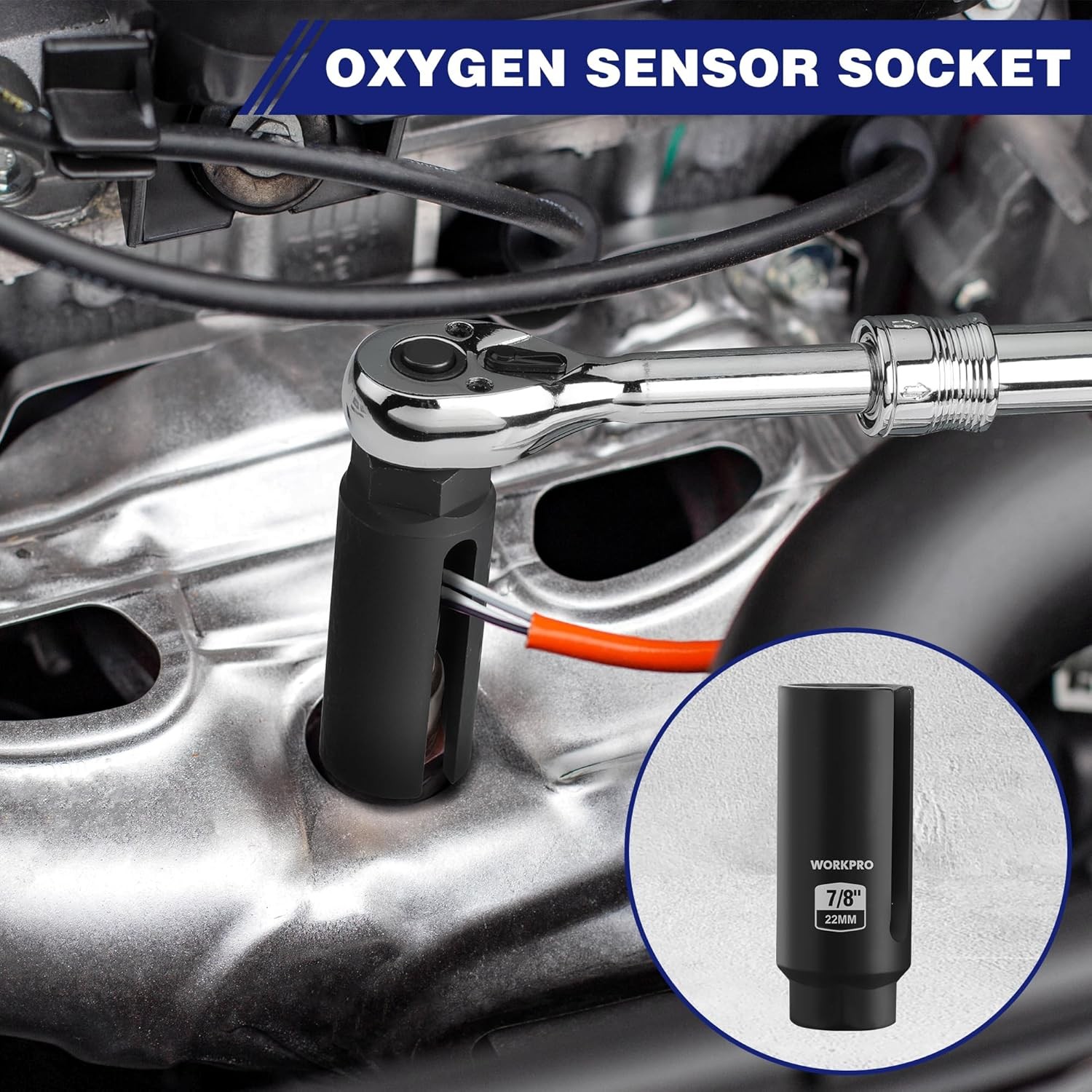 O2 Oxygen Sensor Socket Thread Chaser Set 7PCS O2 Sensor Wrench Removal Tool Kit