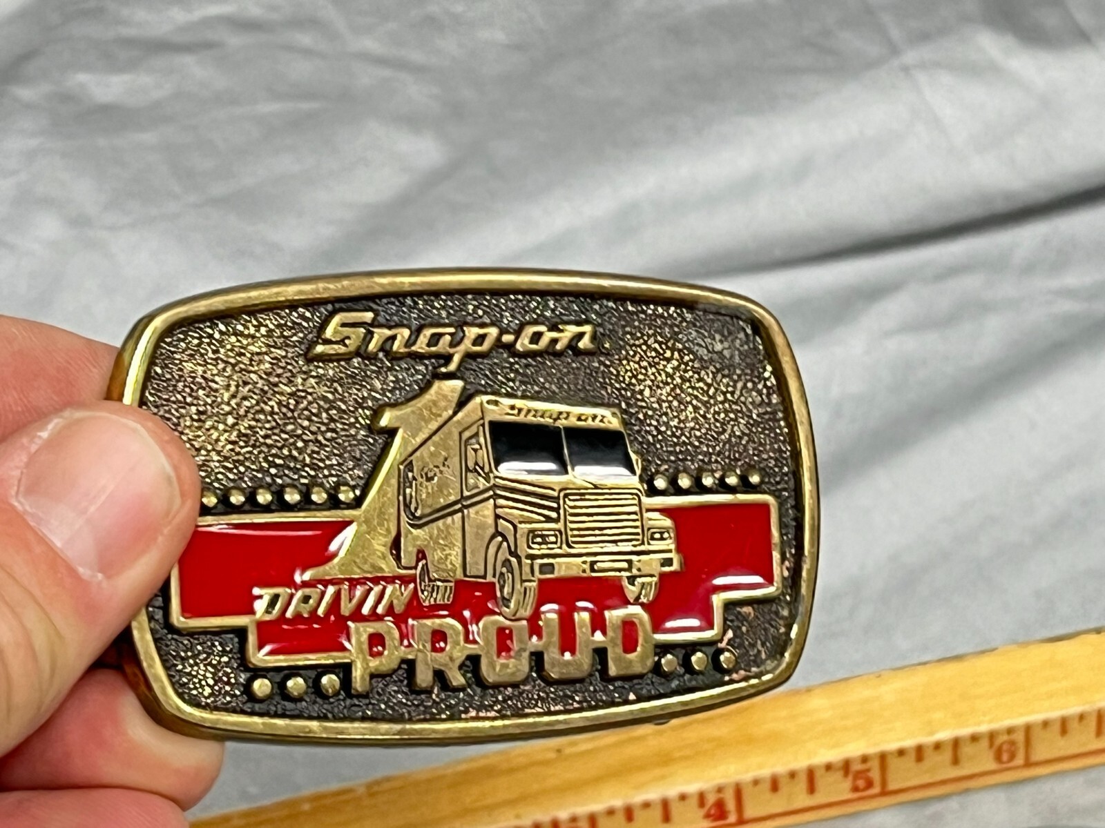 Vintage Snap-On Tools Drivin Proud Brass & 75th BELT BUCKLES Lot of 2